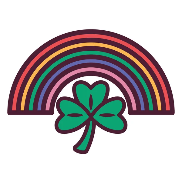 Schattig regenboog weer met klaver pictogram — Stockvector