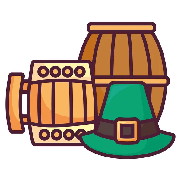 Słój drewniany piwo i beczki z koniczyny — Wektor stockowy