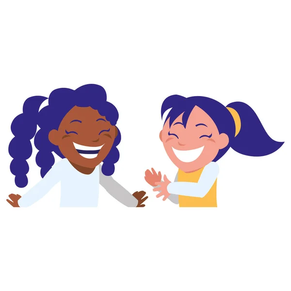 Boldog interracial lányok karakterek — Stock Vector