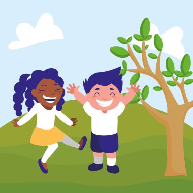 mutlu çocuklar iki kamp Interracial karakterler içinde