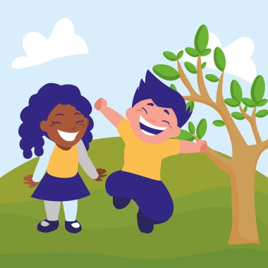 mutlu çocuklar iki kamp Interracial karakterler içinde