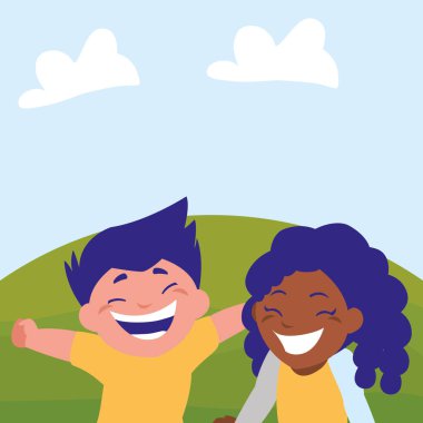 mutlu çocuklar iki kamp Interracial karakterler içinde