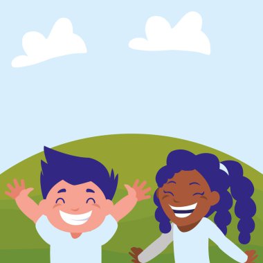 mutlu çocuklar iki kamp Interracial karakterler içinde