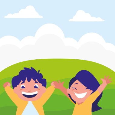 Kampta kutluyor mutlu şişman çocuklar Çift