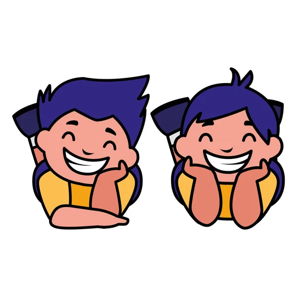 Lindo feliz chicos personajes — Vector de stock