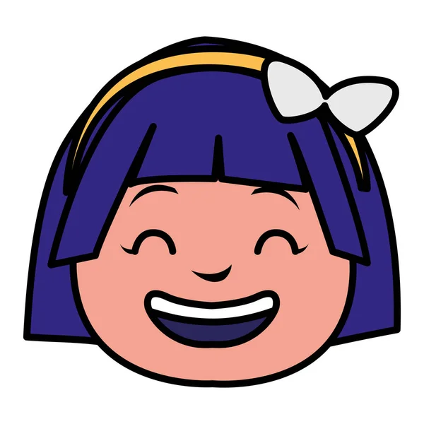 Cute little girl hoofd karakter — Stockvector