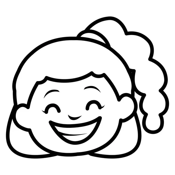 Cute little girl head character — Stock Vector
