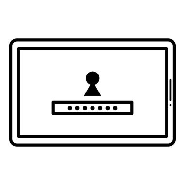 tablet anahtar deliği ve şifre ile