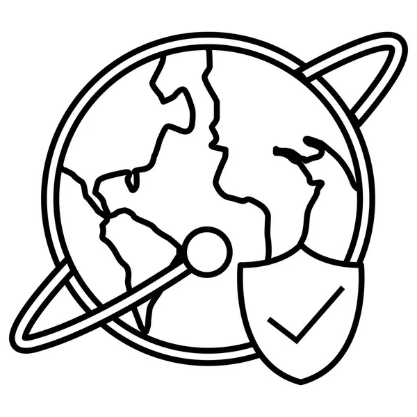 Wereld planeet aarde met schild — Stockvector