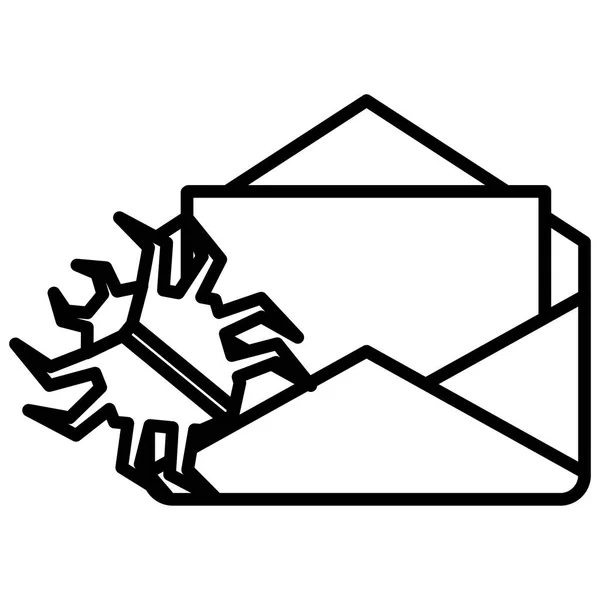 Courrier enveloppe avec virus bug — Image vectorielle