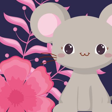 Sevimli hayvanlar ve tropikal yaprak tasarımı