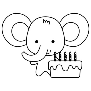 tatlı pasta ile şirin ve küçük fil