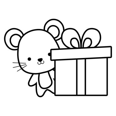 şirin ve küçük fare ile hediye kutusu