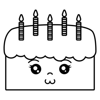 tatlı Doğum günü pastası mumlar kawaii ile