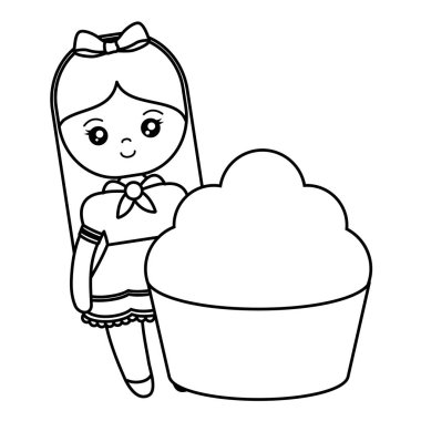 tatlı pasta ile şirin ve küçük kız