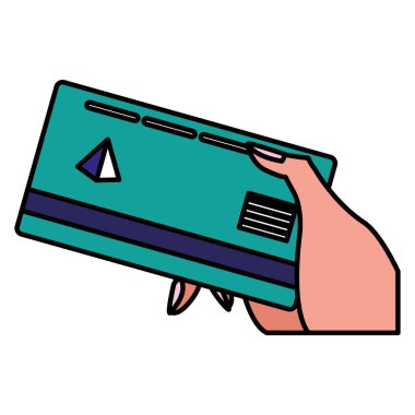 kredi kartı e-ticaret simgesi ile el