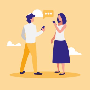 konuşma balonu ile Smartphone kullanarak çift