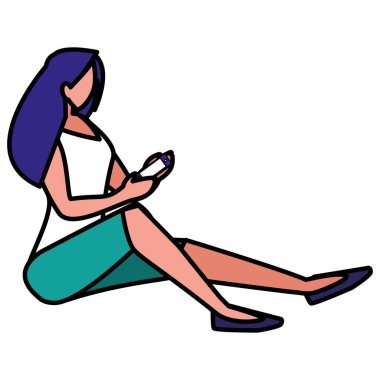 Smartphone karakter kullanan kadın