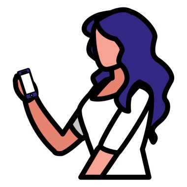 Smartphone karakter kullanan kadın