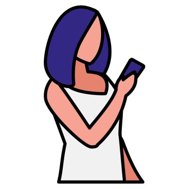 Smartphone karakter kullanan kadın