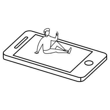 Genç adam akıllı telefon kullanıyor.