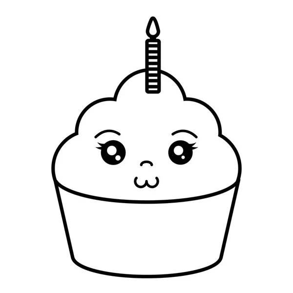 Süße Cupcake Kawaii Charakter — Stockvektor