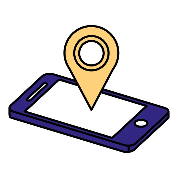 Smartphone con ubicación pin — Vector de stock