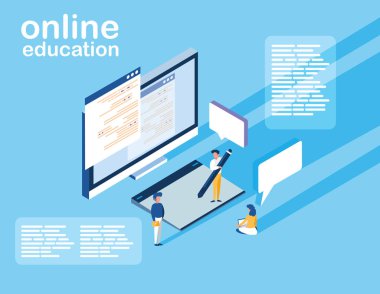 Masaüstü ve mini insanlar ile online eğitim
