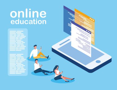 smartphone ve mini insanlarla online eğitim