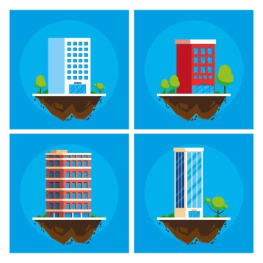 Bina cityscape arazi sahnesinde