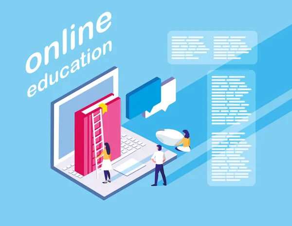 Online-Bildung mit Laptop und Mini-Leuten — Stockvektor