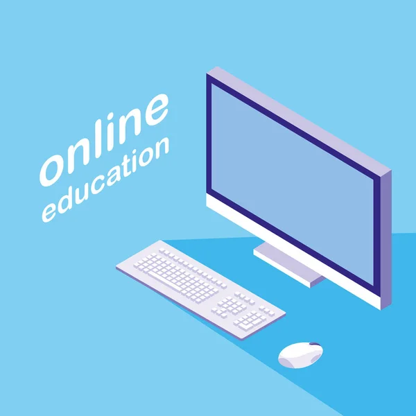 데스크톱과 온라인 교육 — 스톡 벡터