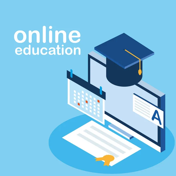 Educação on-line com desktop —  Vetores de Stock