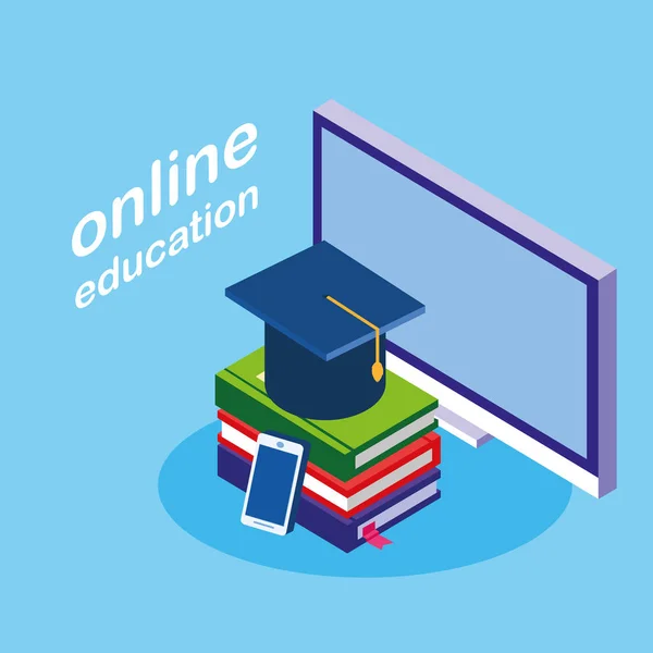 Онлайн-освіта з робочим столом — стоковий вектор