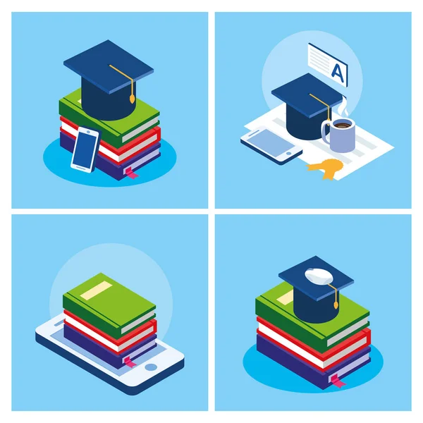 Online education set icoane — Vector de stoc