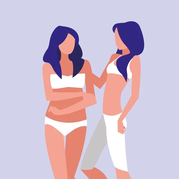 Kadın iç çamaşırı modelleme farklı boyutlarda — Stok Vektör