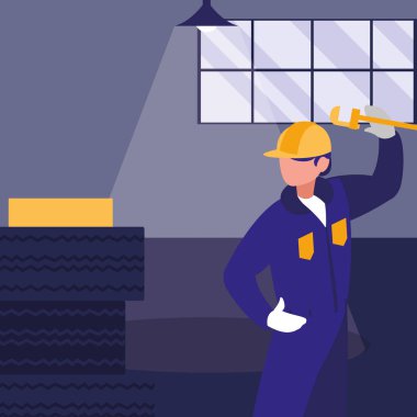 Lastik araba ile makinist işçisi