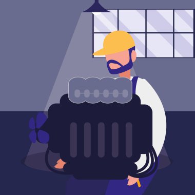 makinist işçisi kaldırma araba motoru