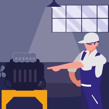 araba motoru ile makinist işçisi