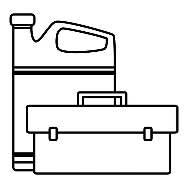 Werkzeuge Box Mechaniker mit Öl Gallone — Stockvektor