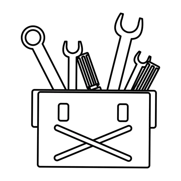 Tools box mechanic with wrench keys — Stock Vector