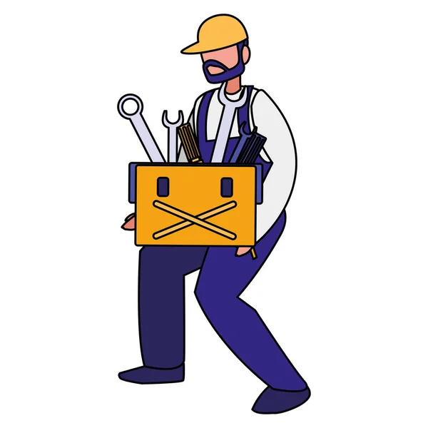 Mechanic worker with toolbox — Stock Vector