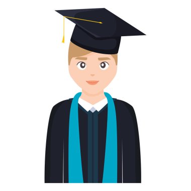 Genç öğrenci mezun karakter