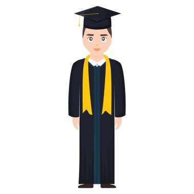 Genç öğrenci mezun karakter