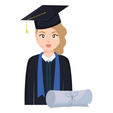 Genç öğrenci diploma ile mezun kız