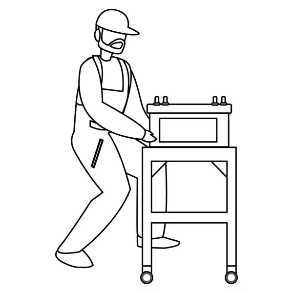 具有电池能量的机械工人 — 图库矢量图片