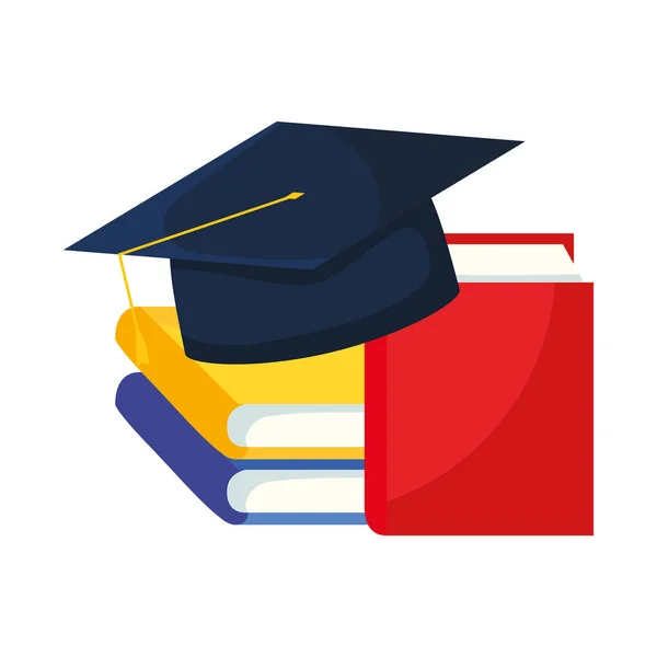 Läroböcker med hatt avläggande av examen — Stock vektor