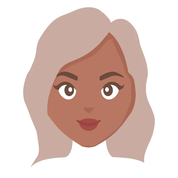 Jeune femme noire tête personnage — Image vectorielle