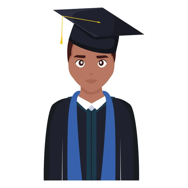 Joven estudiante graduado negro carácter — Vector de stock