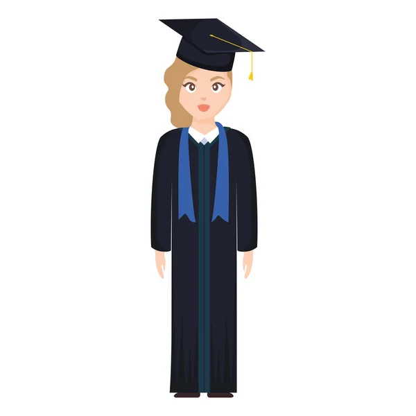 Jeune étudiant diplômé fille personnage — Image vectorielle